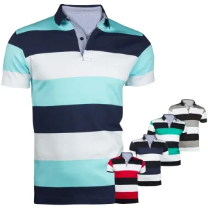 Summer Casual Men’s Beach Boys T-shirts&polo Shirts Striped Men Male Short Sleeve Polo Shirt
