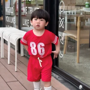 Summer Casual Sporty Set Number Print Children’s Soccer Boys’ Wear Playing Football Toddler Boys Clothes