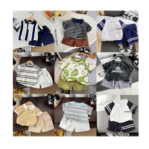 Summer Casual Trendy Two Piece Set Kids’ Lapel Polo T Shirt and Shorts Boys Clothing Sets 0 1 2 3 4 5 Years