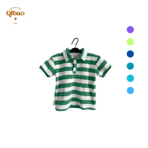 Summer Children’s Clothing for Boys Terry Cloth Short Sleeve Polo Shirt Casual Striped Style