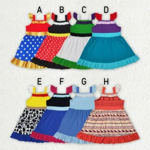 Summer Children’s Comfortable Toddler Girl Casual Party Dress Cotton Ruffles Knee Length A Line Twirl Dresses