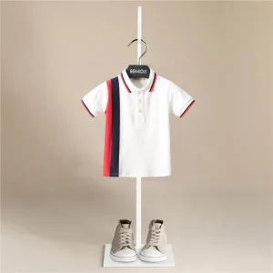 Summer Children’s Fashionable 95% Cotton Flip Collar Polo Shirt Solid Color Short sleeved T shirt for Boys