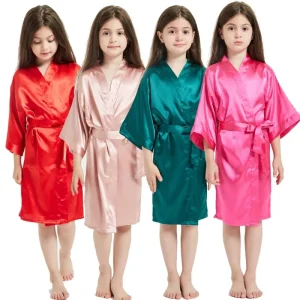 Summer Children’s Kimono Bath Robe Satin Silk Kids Robes