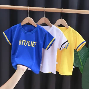 Summer Children’s T-shirt Boys Short Sleeved Girls New One Piece Tops Big Boys Thin Round Neck Clothes Children’s Clothing