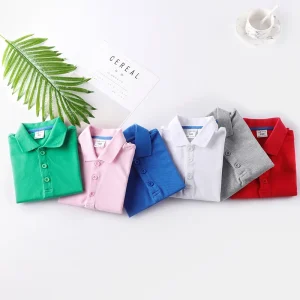 Summer Children’s T shirt Polo 100% Pure Cotton Broadcloth Short Sleeve Clothing Dyed Anti Shrink Breathable Boys