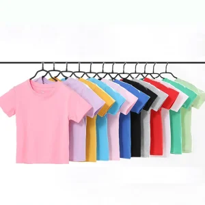 Summer Children’s T shirt Pure Color Short Sleeved Cotton T shirt Top Kids Clothes Solid Boy Girls T Shirt 3 14 Years