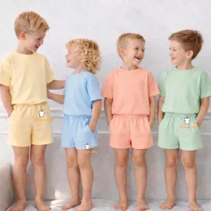 Summer Clothes Unisex Boys Clothing Sets Drawstring Children’s Clothing Pastel Shorts Set Baby Boys Outfits