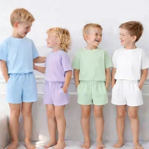 Summer Clothes Unisex Boys Clothing Sets Drawstring Children’s Clothing Pastel Shorts Set Baby Boys Outfits