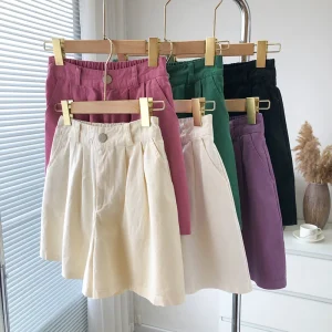 Summer Clothes for Women Loose Wide Leg Girls Shorts High Waist Solid Color Women Shorts