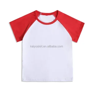Summer Cotton Polyester Toddler Baby Girls Boys Sublimation Shirts Raglan Sleeve Baseball Tee Screen Print T Shirt