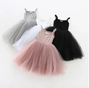 Summer Cute Girls Sequined Princess Dress Kids Sleeveless Tulle Clothes Children Birthday Party Kids