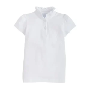 Summer Cute Kids Clothing White Polo Collar Girls T-shirt 50% Cotton 50% Polyester Quick Dry Preppy Style Tops