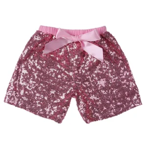 Summer Fashion Bling Rainbow Bowknot Sequin Baby Girl Shorts Cute Casual Party Wear Shorts