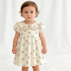 Summer Girl Baby Short Sleeve Floral Dress Kids Cotton Flower Dress Kids Flower Girls Dresses Clothing Baby Clothes
