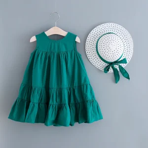 Summer Girl Cotton Vest Skirt Sleeveless Princess Loose Dress for 2-6 Years Girls