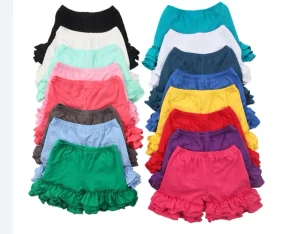 Summer Girls Children’s Comfortable Kids Shorts Casual Soft 100%cotton Hem Ruffled Shorts Lace Boxers Baby Girl Icing Shorts Mid