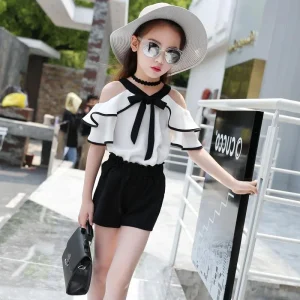 Summer Girls Clothing Sets Kids T-shirt+Shorts Suits Short Sleeve Children Fashion Girl Clothes Outfit 4 6 8 10 11 12 Years
