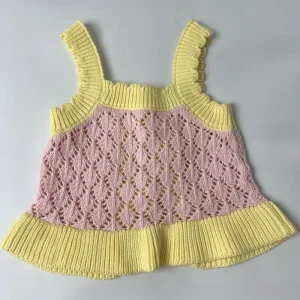 Summer Girls Knitwear Clothing 100% Cotton Soft Knitted Vest for Newborn Baby and Children