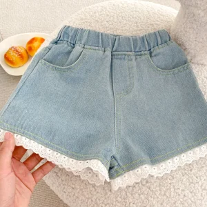 Summer Girls Shorts Smart Casual Elastic Waist Baby Girls Jeans Shorts Soft Kids Shorts Girls