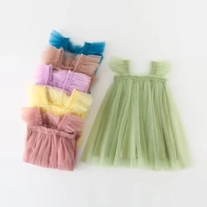 Summer Girls Tutu Dress Children Ruffle Princess Lace Party Dress Baby Fly Sleeve Dresses