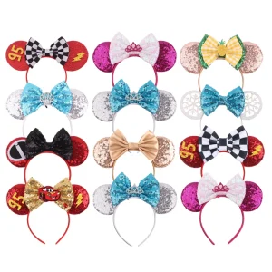 Summer Hairbands for Girls Kids New Trendy Cartoon Car Mouse Ears Glitter Hair Bows Lightning Headband Hair Accessories