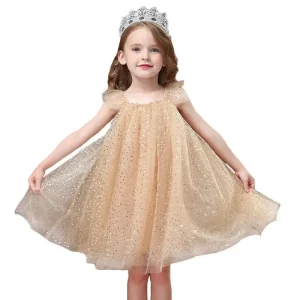 Summer Halter Cotton and Polyester Gold Sequin Kid Girl Tutu Dress Design 7 Years Old