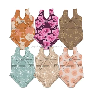 Summer Hawaii Printed Toddler Baby Reversible Swimsuits High Elastic Both Side Wear Kids Girls One-Piece Swimwear