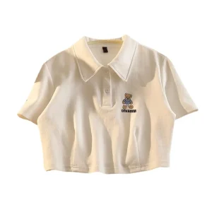 Summer Kids Girl High Waisted Crop Top Girls T shirts Polo Shirts Baby Girl Clothes