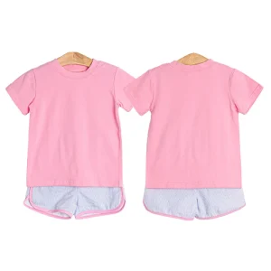 Summer Kids Girls Sporting Short Set Cotton Toddler Girl Short Sleeve Tshirt Shorts Set for Girls