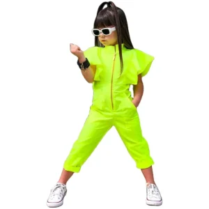Summer Kids Jumpsuit One Piece Fashion Zipper Jumpsuit Kids Clothes Rompers Kids Halter Top Toddler Girls Jumpsuits