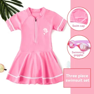 Summer Kids Little Girls Swimwear Bathing Suits Custom Bathing Dress Custom Logo Color