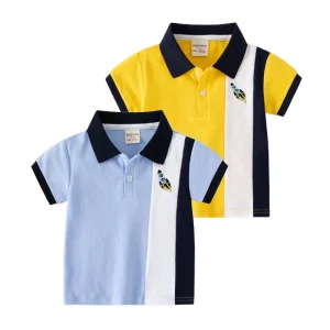 Summer Kids Polo Shirts for Boys Aged 3 Casual Style Animal Pattern Knitted Fabric Polo Neck Compressed