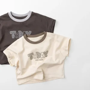 Summer Letter Printed Cotton Causal Kids T shirts Top for Kids Clothes Boys Cartoon Children’s Short Sleeve T shirt