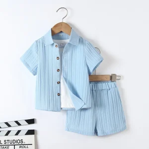 Summer Little Boy Clothes Solid Color Short Sleeve Shirt Shorts Two Piece Formal Suit Kids Wear