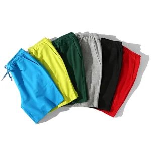 Summer Men French Terry Shorts 100% Cotton Solid Color Loose Training Men’s Boys Suit Sport Running