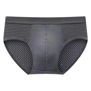Summer Mesh Hole Seamless Breathable Loose Oversized Boys Quick Drying Triangle Underwear Mid Waist Solid Color Underwear