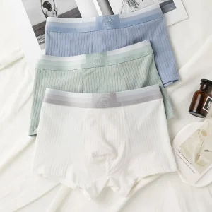 Summer Mid-waist Boys Boxer Pants Men’s Panties Pure Cotton Breathable Pumping Needle Large Size