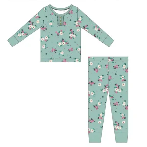Summer New Bamboo Viscose Infant Toddler Sleepwear Girl Ruffled Two Piece Pajamas
