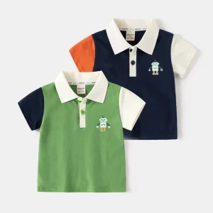 Summer New Design Kids Football T Shirt 100% Cotton Short Sleeve Boys Polo Shirt for 2 7 Years