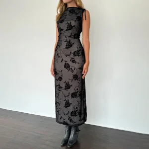 Summer New Sexy Spicy Girl Sexy Long Dress Sleeveless Plush Mesh Elegant Dress