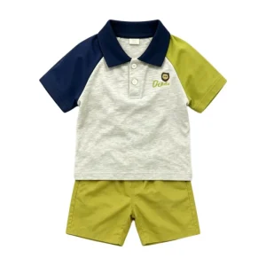 Summer New Style Bear Cartoon Pattern Baby Boy Clothes Polo Collar T shirts Baby Boy Clothes Short Sleeved Baby Clothing Sets