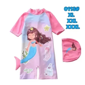 Summer One-piece Short Sleeve Short Length Quick Dry Big Stretch Beach Kids Boys and Girls Swimwear for Swimming