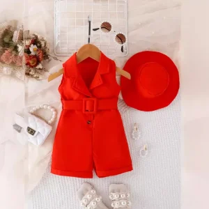 Summer Sleeveless Jumpsuit for Baby Girls Fashionable Jumpsuit With Hood