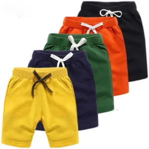Summer Sports Children Cotton Boys Solid Elastic Waist Custom Beach Shorts for Kids