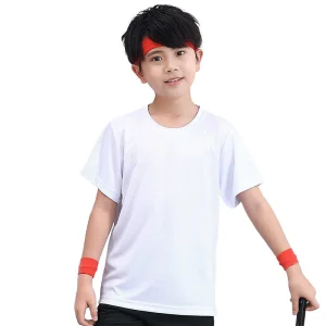 Summer Sports Shirt Boy Outdoor Workout Dry Fit Gym Shirt 100% Polyester Kid Blank T Shirt