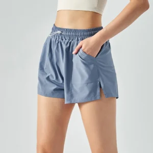 Summer Sports Shorts With Pockets Girls’ Quick Drying Running Fitness Pants High Waist Hip Lifting Yoga Shorts Workout Clothing