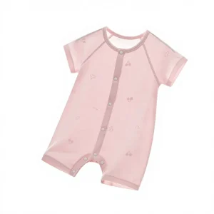 Summer Unisex Modal Jacquard Pattern Mid-Calf Baby Short-Sleeved Jumpsuit Collar Label Cooling Style Seamless Comfortable Outfit