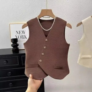 Summer Women’s Knit Cardigan Sleeveless Vest Waistcoat Top