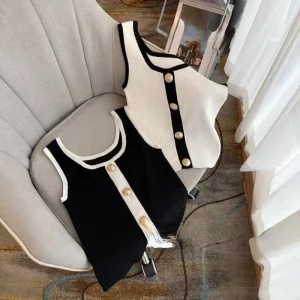 Summer Women’s Sleeveless Vest Korean Fashion Knitted Vest Outdoor Top