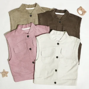 Super Quality Classic Children Girl Vest Winter Warm Out Wear With Button 100% Cotton Kids Boys Waistcoats